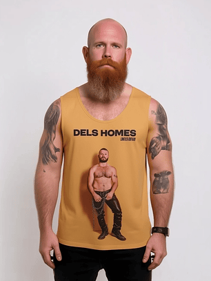 Polera sin manga estampado amarilla