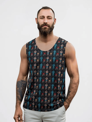 Polera sin manga estampado negro