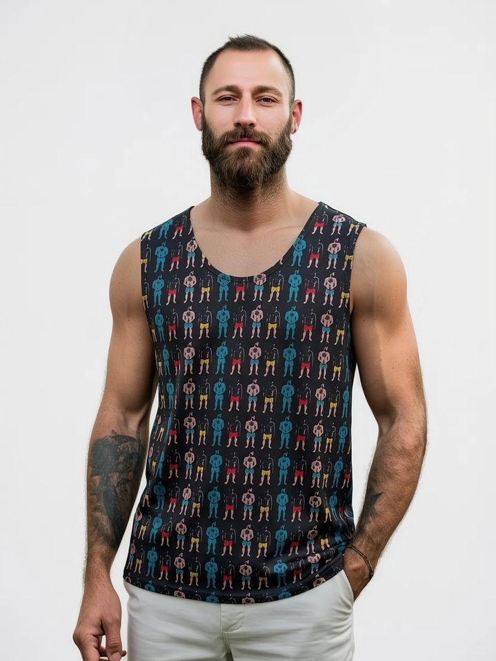 Polera sin manga estampado negro 1