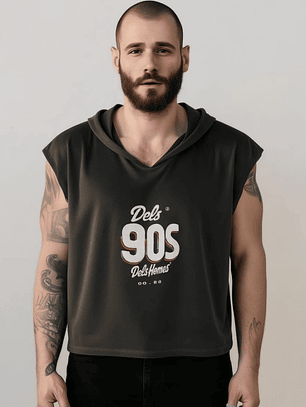 Polera sin manga terciopelo estampado negro