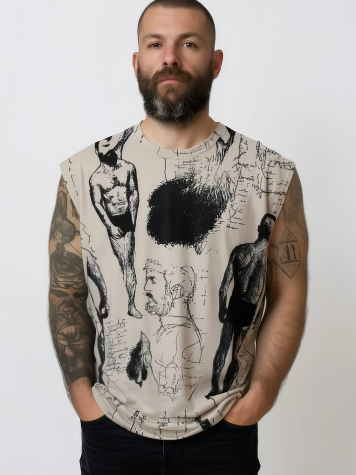 Polera sin manga terciopelo estampado blanco y negro 1