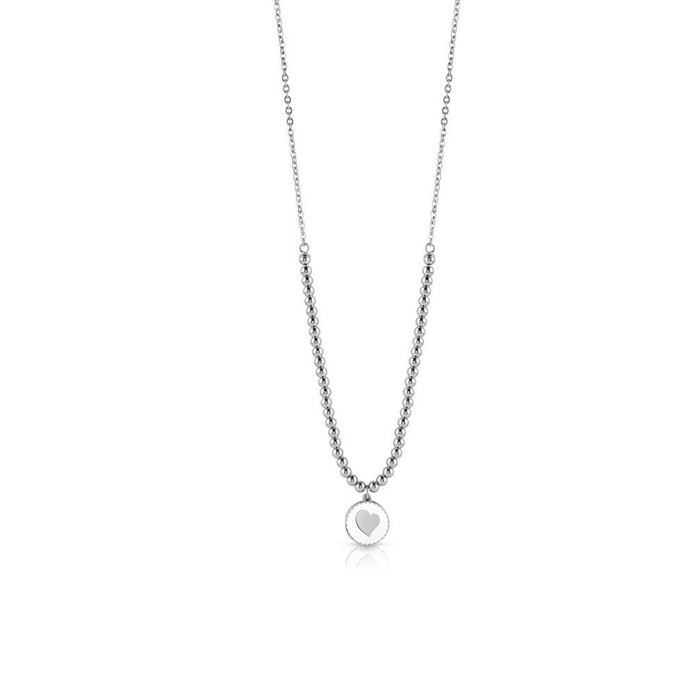 Collar Mujer Guess 16-18 White Enamel Heart Coin Rh Ubn78079