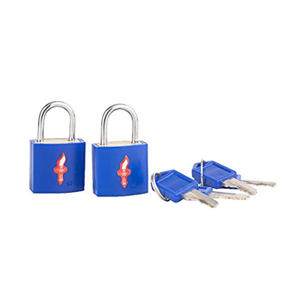 Candado Chico Doble Safe Skies Tsa Con 4 Llaves Neon Azul