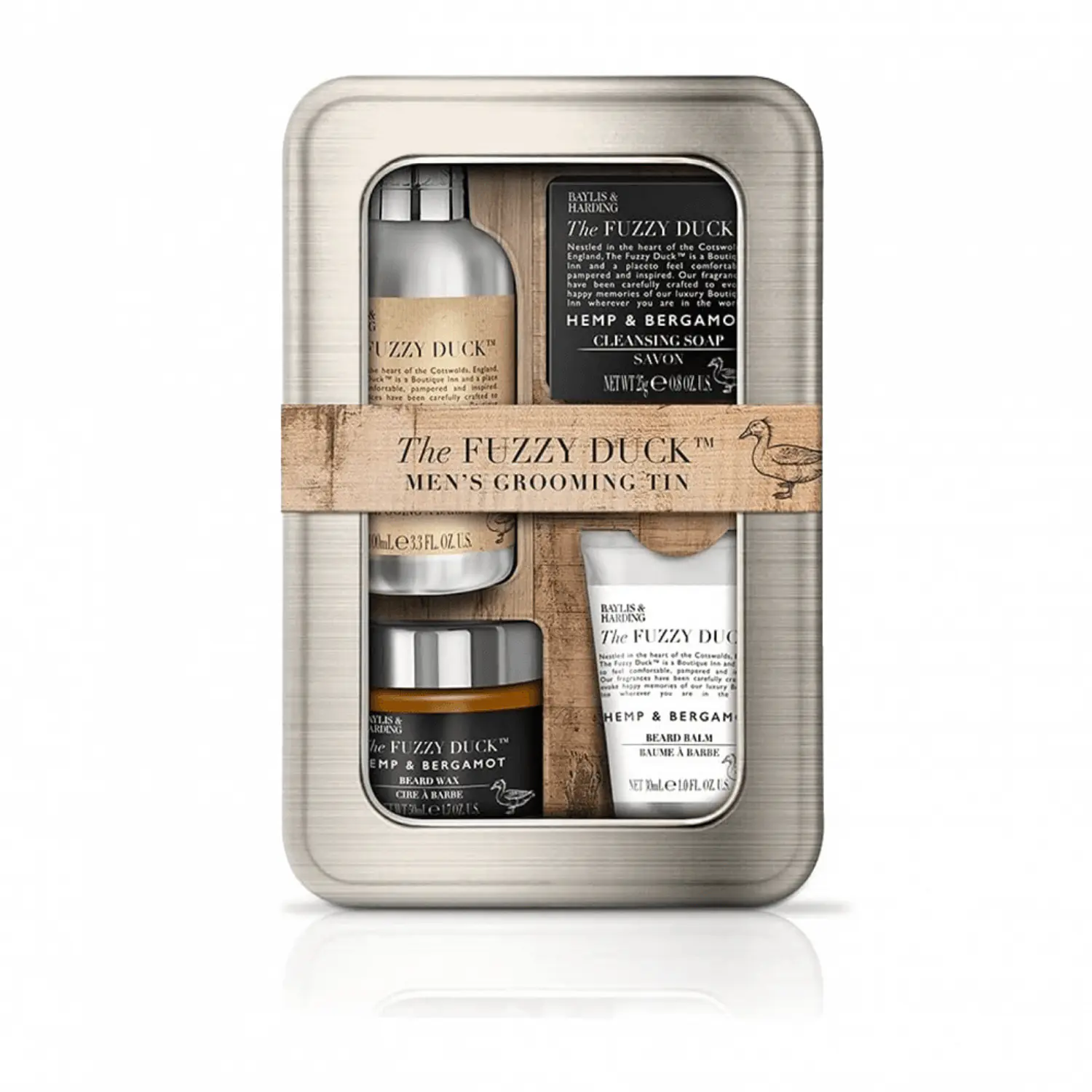 Shampoo Barba Baylis & Harding The Fuzzy Duck Men Hemp & Bergamot Shampoo Barba 100 ml / Cera Barba 50 Gr / Balsamo Barba 30 ml / Jabon 25 Gr Estuche