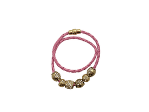 Pulsera Bijoux Terner Braided Charm Pink Mujer 2402873