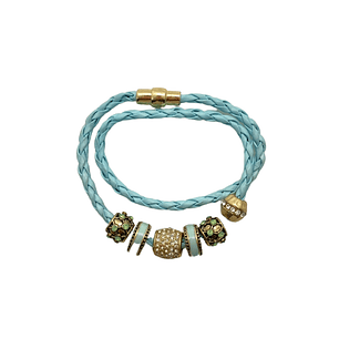 Pulsera Bijoux Terner Braided Charm Light Blue Mujer 2402871
