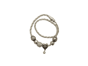 Pulsera Bijoux Terner Braided Charm White Heart Mujer 2402872