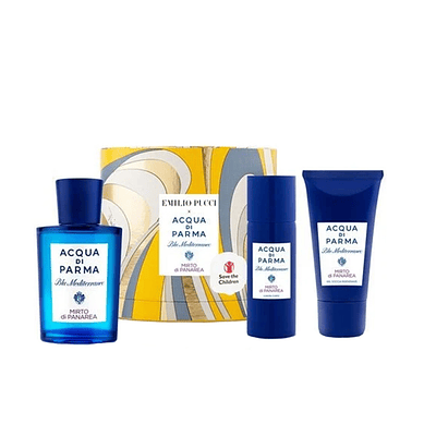 Perfume Acqua Di Parma Blu Mediterraneo Mirto Di Panarea Unisex Edt 75 ml / Body Lotion 40 ml / Shower Gel 50 ml Estuche