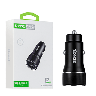 Cargador  Songz De Auto Carga Rapida Usb-C / Usb-C 40 W 617930354563