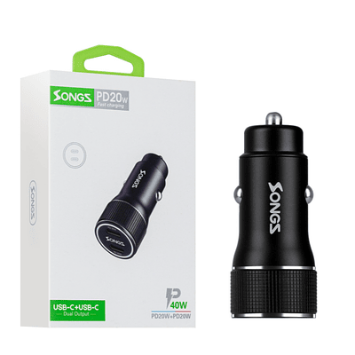 Cargador  Songz De Auto Carga Rapida Usb-C / Usb-C 40 W 617930354563
