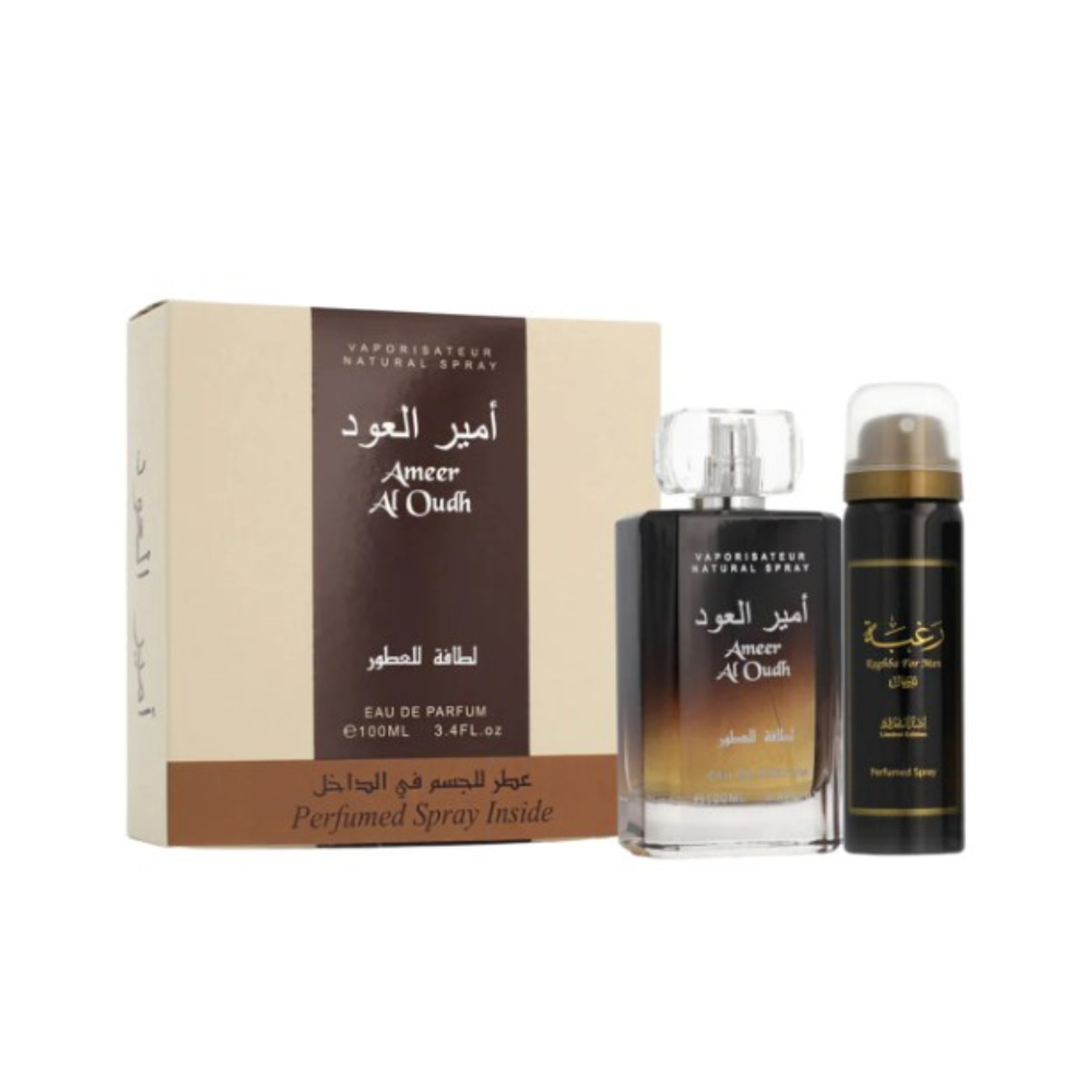 PERFUME LATTAFA AMEER AL OUDH UNISEX EDP 100 ML / DESODORANTE 50 ML ESTUCHE 