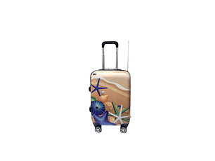 Maleta De Fibra 4 Ruedas Chica Impresa Estrellas De Mar