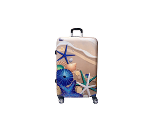 Maleta De Fibra 4 Ruedas Mediana Impresa Estrellas De Mar
