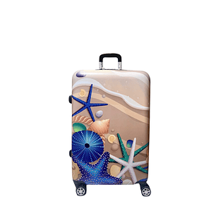 Maleta De Fibra 4 Ruedas Mediana Impresa Estrellas De Mar