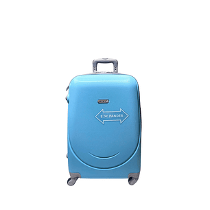 Maleta De Fibra 4 Ruedas Grande Lisa Light Blue