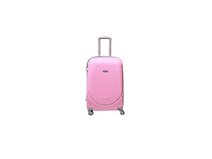 Maleta De Fibra 4 Ruedas Mediana Lisa Pink