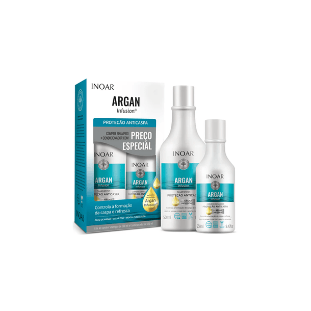 Pack Inoar Argan Infusion Anticaspa Shampoo 500 ml / Acondicionador 250 ml