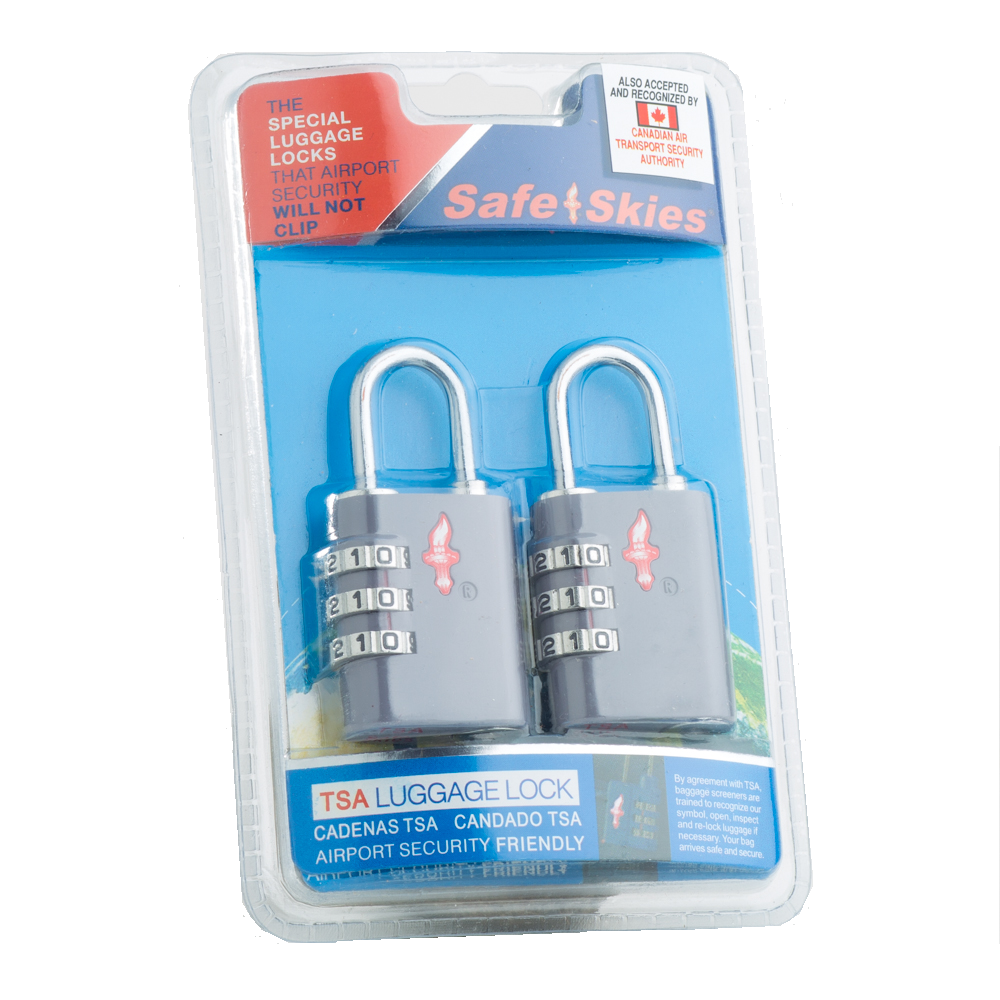 Candado Grande Doble Safe Skies Tsa Con Clave Neon Gris