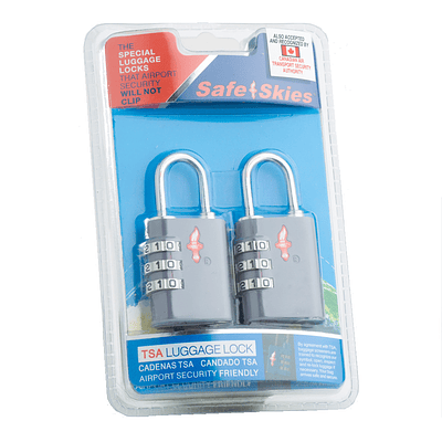 Candado Grande Doble Safe Skies Tsa Con Clave Neon Gris