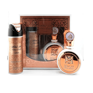 Perfume Lattafa Fakhar Mujer Edp 100 ml / Desodorante 200 ml Estuche