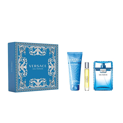 Perfume Versace Eau Fraiche Varon Edt 100 Ml / 10 Ml / Shower Gel 150 Ml Estuche
