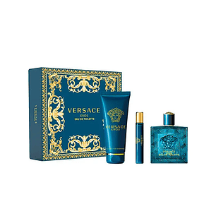 Perfume Eros Versace Varon Edp 100 ml / 10 ml / Shower Gel 150 ml Estuche