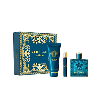 Perfume Eros Versace Varon Edp 100 Ml / 10 Ml / Shower Gel 150 Ml Estuche
