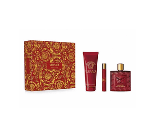 Perfume Eros Flame Versace Varon Edp 100 ml / 10 ml / Shower Gel 100 ml Estuche