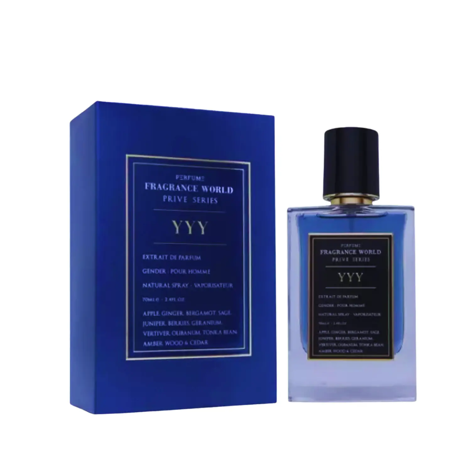 PERFUME FRAGRANCE WORLD PRIVE SERIES YYY UNISEX EXTRAIT DE PARFUM 70 ML