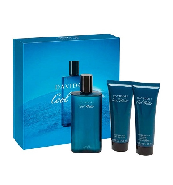 Set Perfume Cool Water Estuche EDT 125 ml + Gel de Ducha 75 ml  + After Shave 75 ml Davidoff