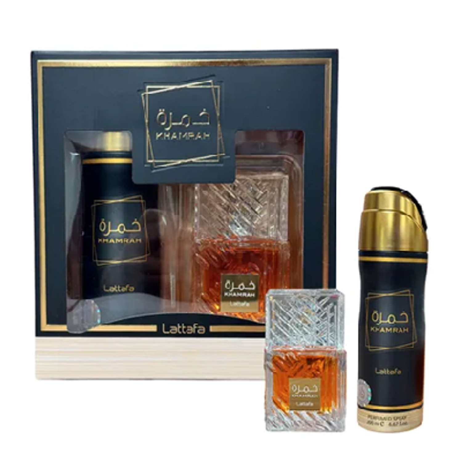 Perfume Lattafa Khamrah Unisex Edp 100 ml / Desodorante 200 ml Estuche