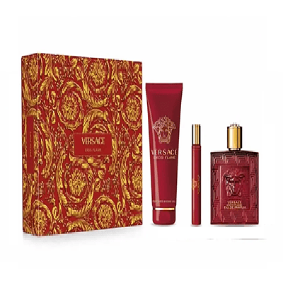 Perfume Eros Flame Versace Varon Edp 100 Ml / 10 Ml / Shower Gel 100 Ml Estuche