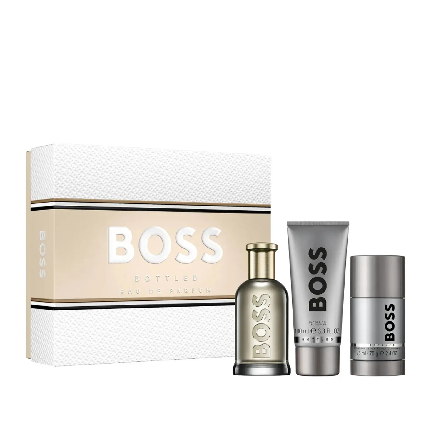 PERFUME BOSS BOTTLED VARON EDP 100 ML / SHOWER GEL 100 ML / DEO STICK 75 ML ESTUCHE