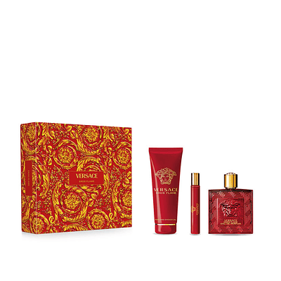 Perfume Eros Flame Versace Varon Edp 100 Ml / 10 Ml / Shower Gel 100 Ml Estuche