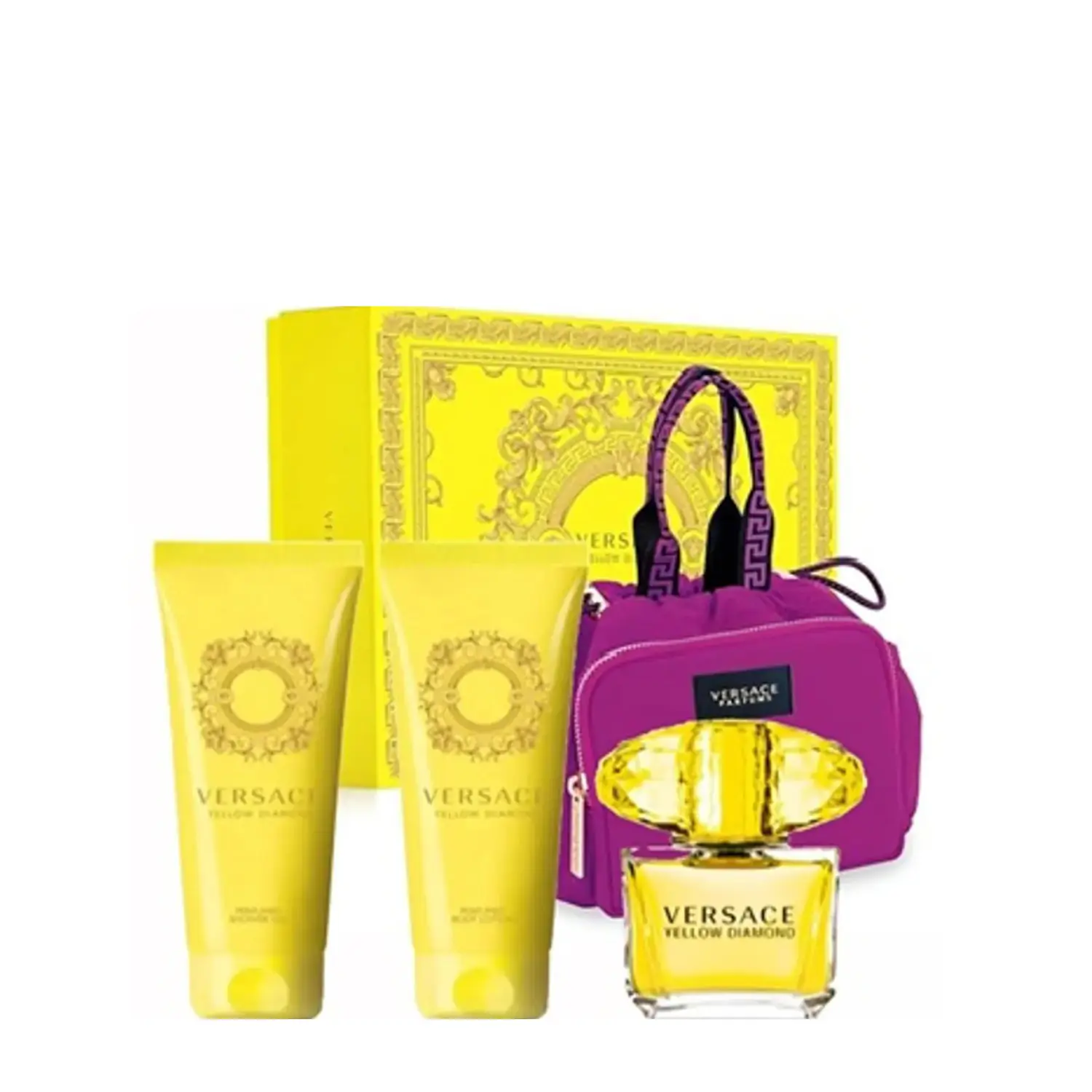 PERFUME VERSACE YELLOW DIAMOND DAMA EDT 90 ML / BODY LOTION 100 ML / SHOWER GEL 100 ML / BOLSO ESTUCHE