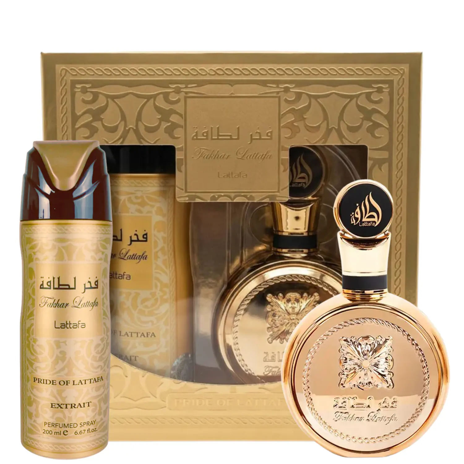 PERFUME LATTAFA FAKHAR EXTRAIT MUJER EDP 100 ML / PERFUME SPRAY 200 ML ESTUCHE