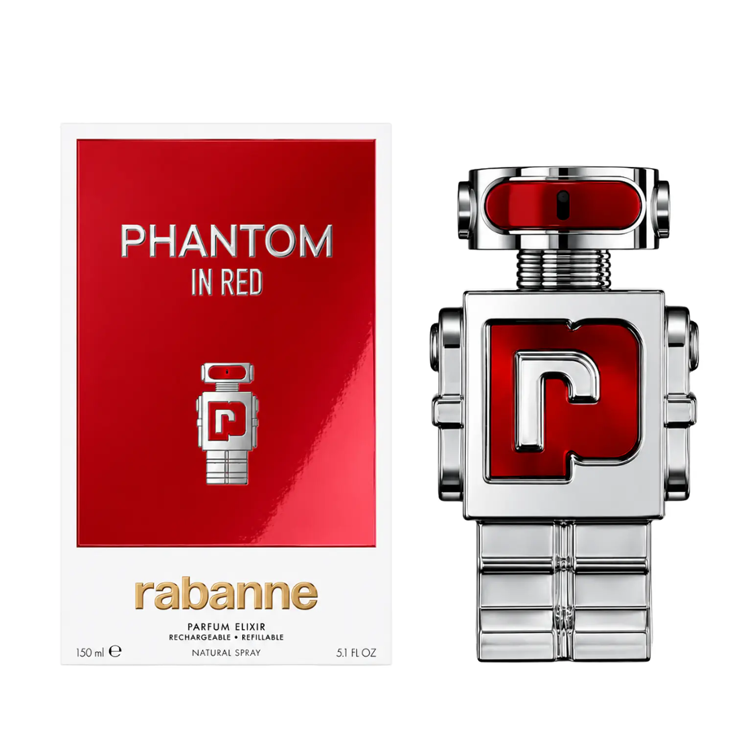 PERFUME PHANTOM IN RED PARFUM ELIXIR RECARGABLE VARON 150 ML