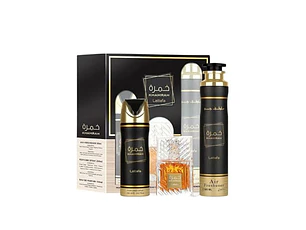 PERFUME LATTAFA KHAMRAH UNISEX EDP 100 ML / DESODORANTE 200 ML / AMBIENTAL 300 ML ESTUCHE