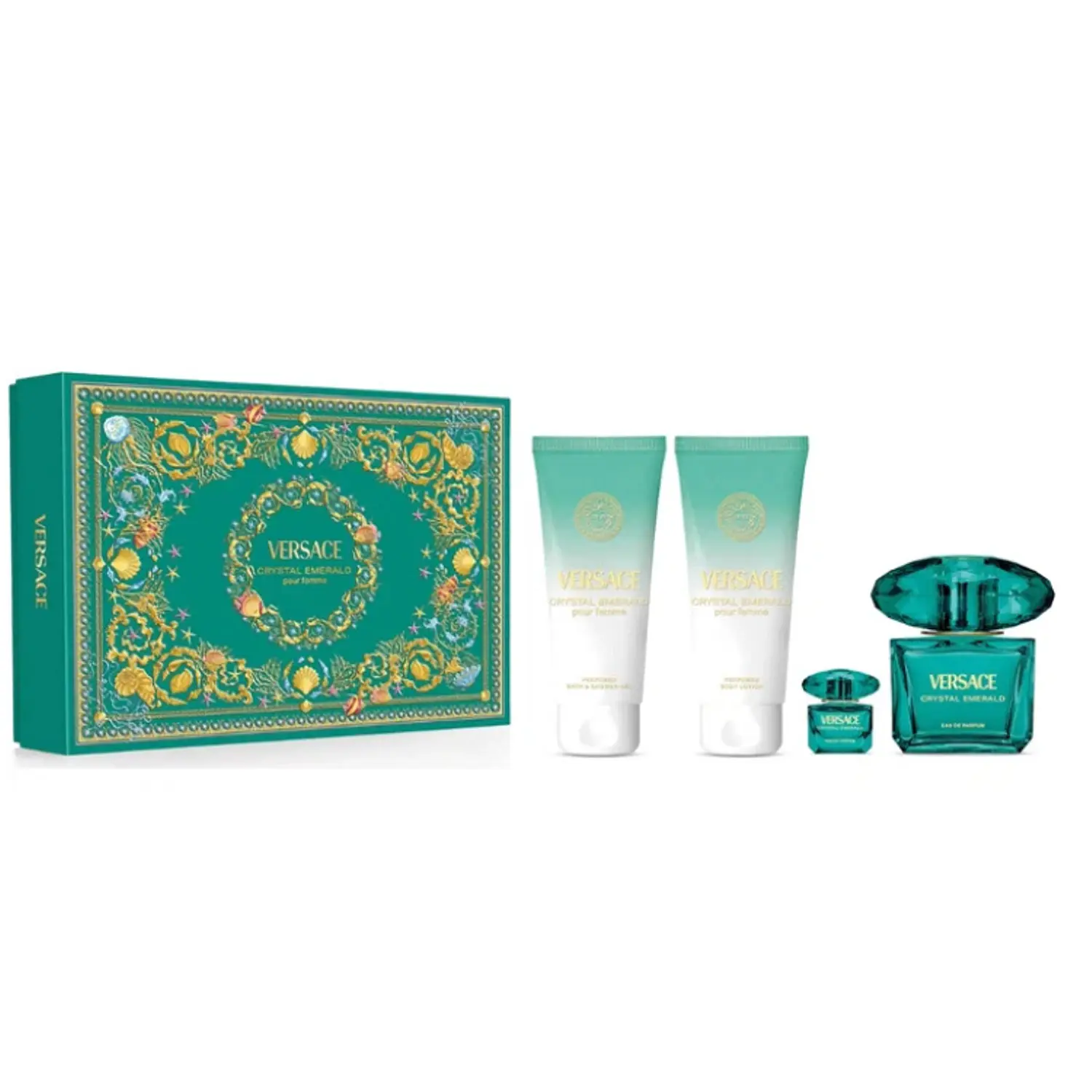 PERFUME CRYSTAL EMERALD DAMA EDP 90 ML / 5 ML / BODY LOTION 100 ML / SHOWER GEL 100 ML ESTUCHE