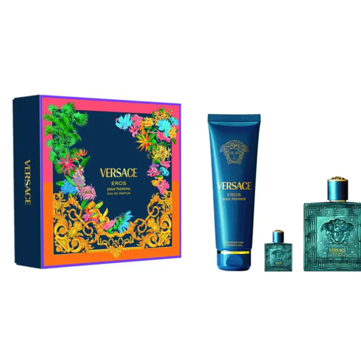 PERFUME EROS VERSACE VARON EDP 100 ML / 5 ML / SHOWER GEL 150 ML ESTUCHE