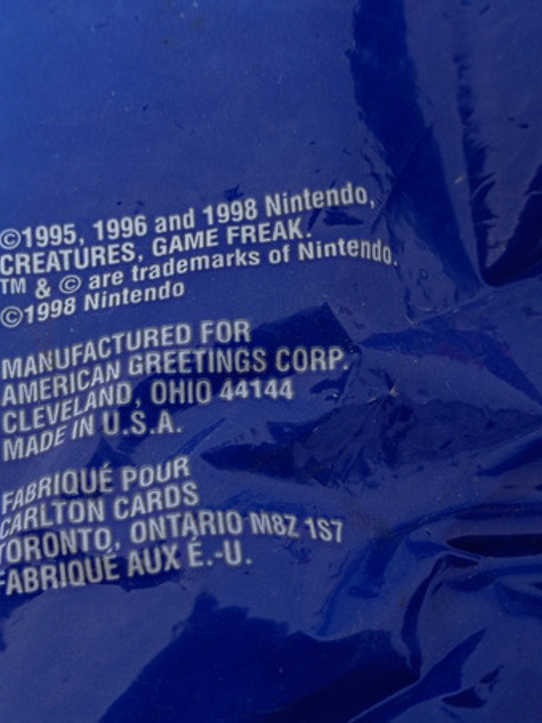 Set 3 Piezas Confeti Pokemon 1998 Nintendo 3