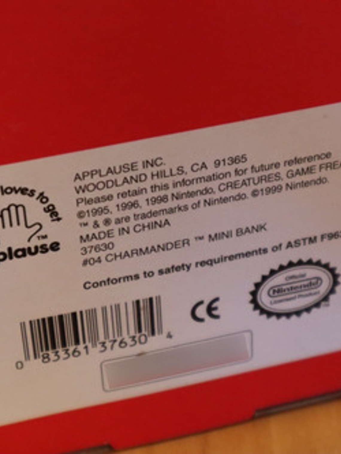 Alcancia Charmander 1999 Nintendo Applause Pokemon 7