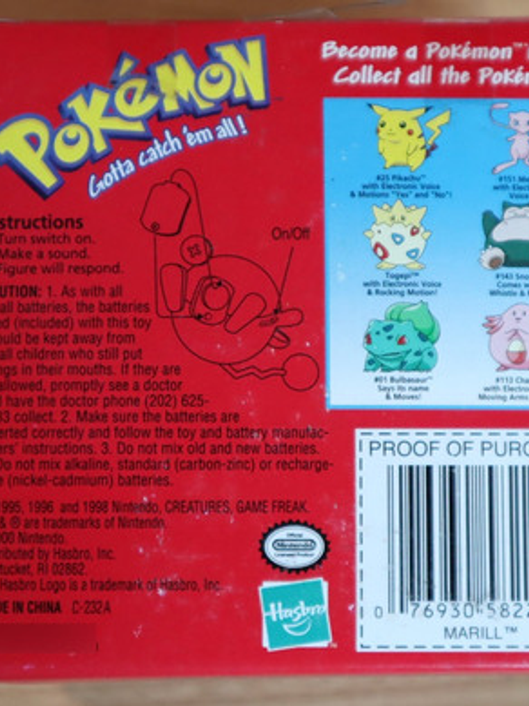 Marill 2000 Nintendo Hasbro Pokemon Electronic 5