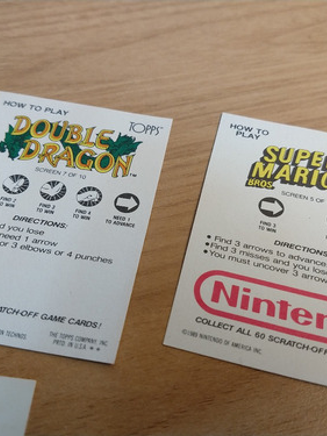 Sobre 5 Cartas Nintendo 1989 Gamepack Mario 10