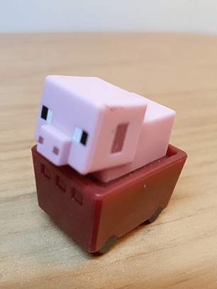 Figura Minecraft - Pig In Minecart (ball) - Mini Mattel