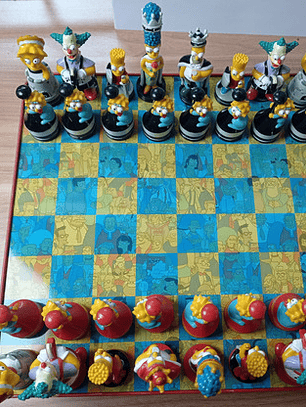 Tablero Set Ajedrez Simpsons 2000 Caja Metal