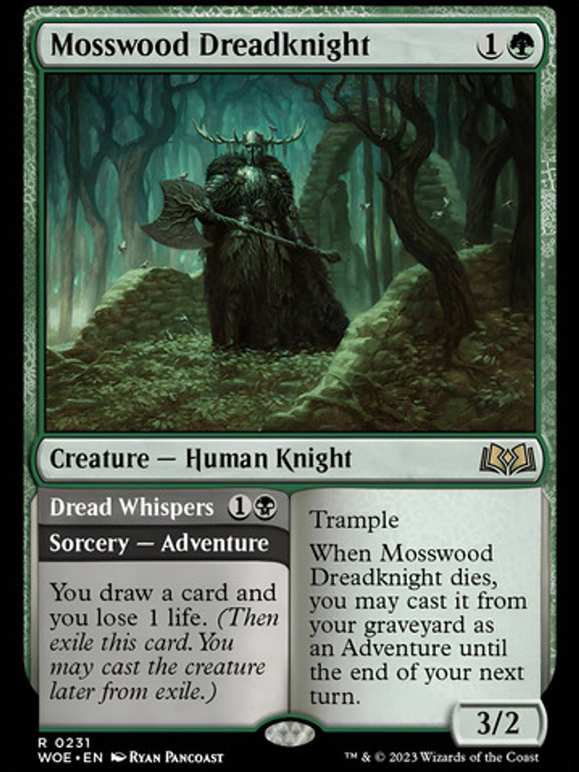 Carta Magic Mosswood Dreadknight Foil [woe] Mtg Mosswood Dre 1