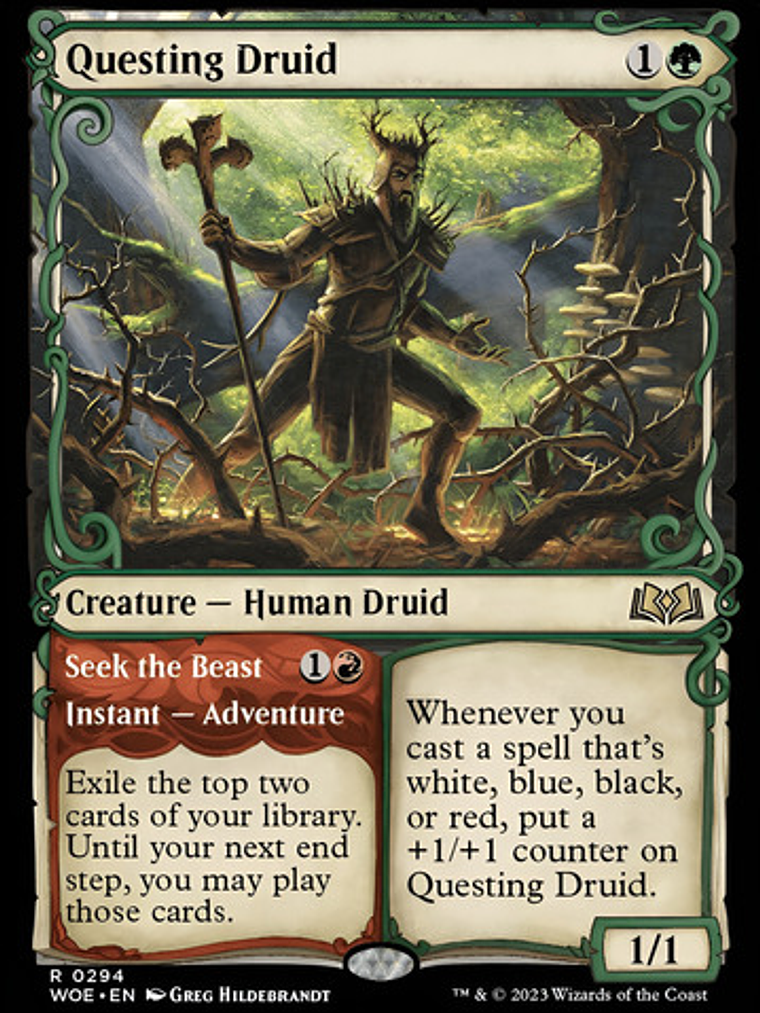 Carta Magic Questing Druid (showcase) [woe] Mtg Questing Dru 1