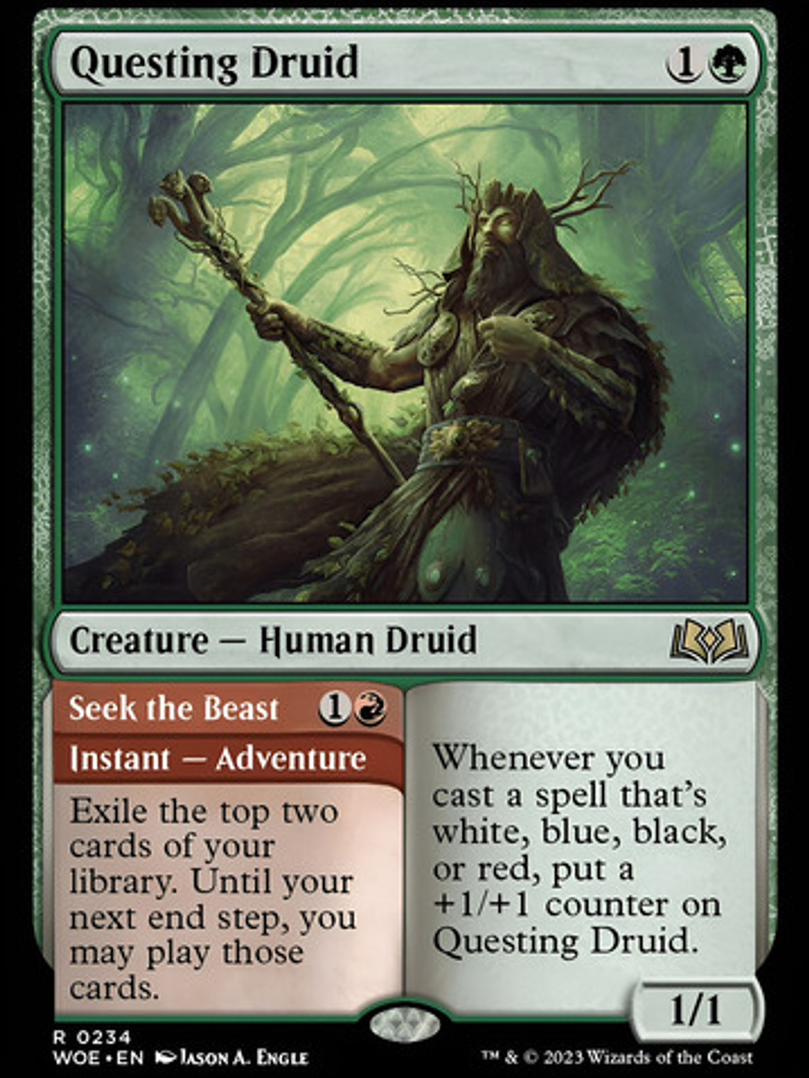 Carta Magic Questing Druid Foil [woe] Mtg Questing Druid Ing 1