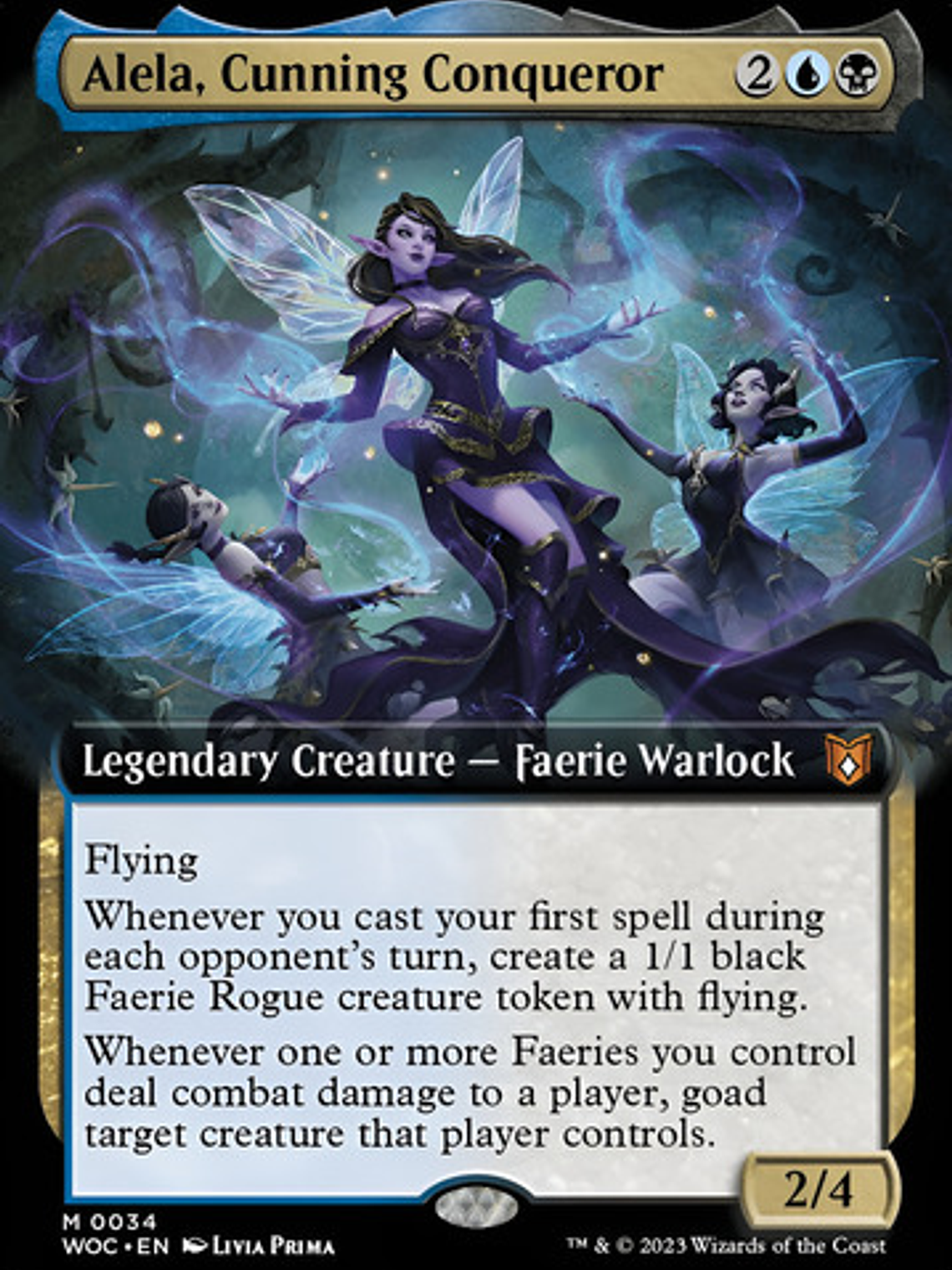 Carta Magic Alela Cunning Conqueror (ext Art) Foil [woe] Mtg 1